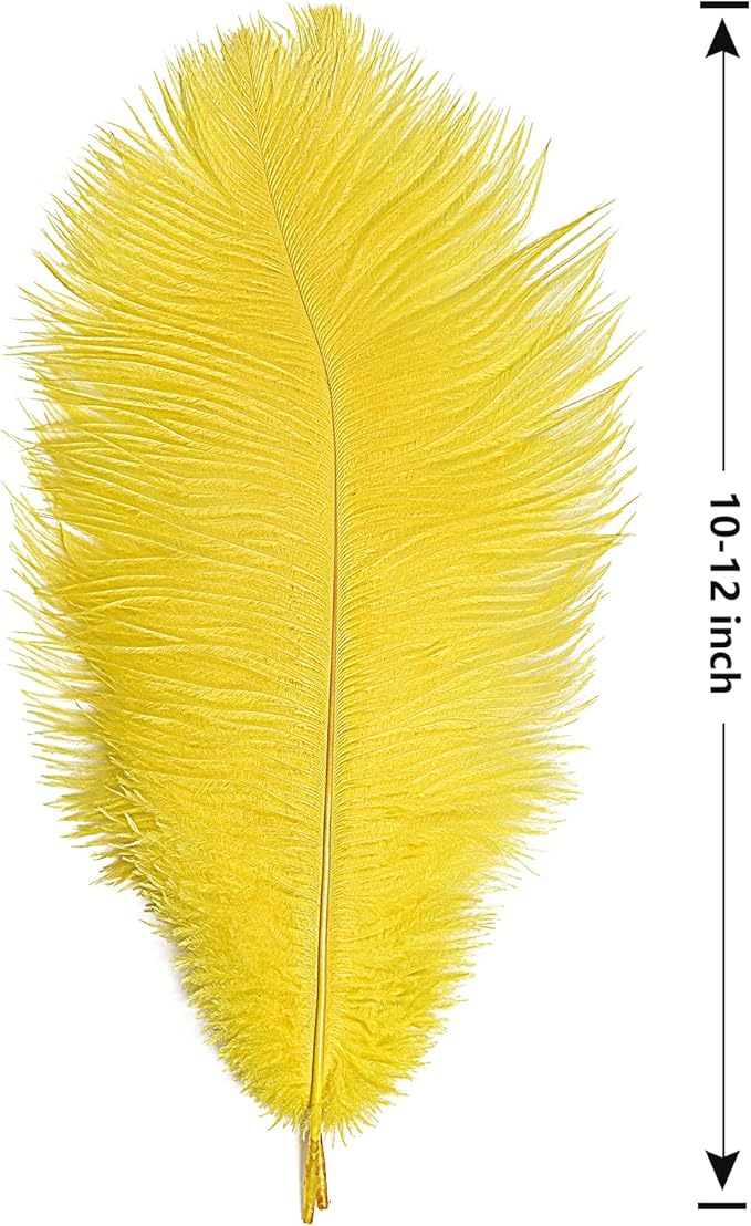 THARAHT Yellow Ostrich Feathers 24pcs Natural Bulk 10-12Inch 25cm-30cm for Crafts Wedding Party Centerpieces Halloween and Home Decoration Feathers-Ruum Studio Home