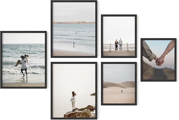 HAUS AND HUES Gallery Wall Picture Frames - Set of 6 Black Picture Frame Sets For Wall Collage, Pack of Photo Frames Set, Picture Frames For Wall, Gallery Home Decor (Three 8x10, Three 11x14 Black)-Ruum Studio Home