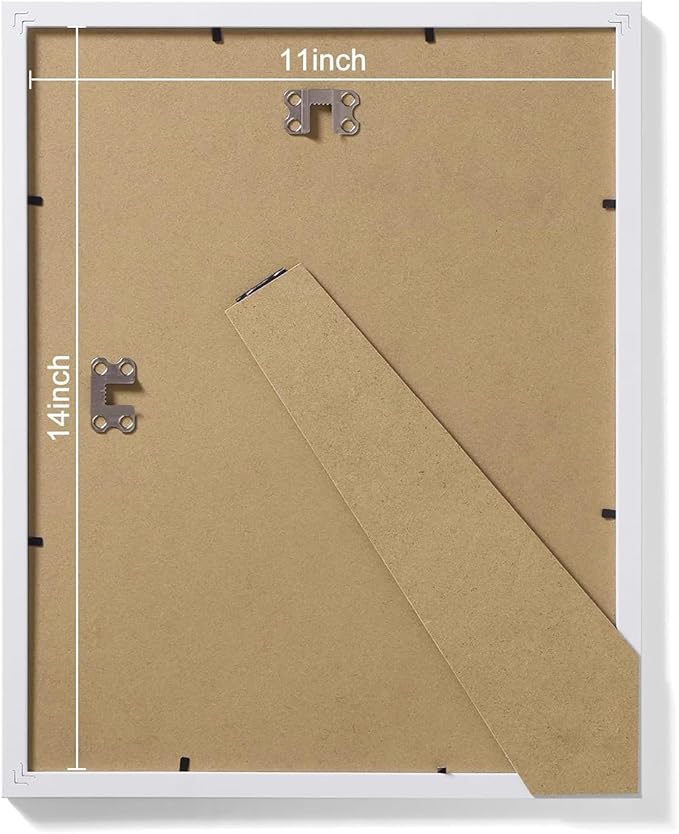 Vittanly 11x14 Picture Frames Set of 9, Shatter Resistant Plexiglass, Display 8x10 Pictures with Mat or 11x14 without Mat, Photo Frames for Wall or Tabletop, Engineered Wood, White-Ruum Studio Home