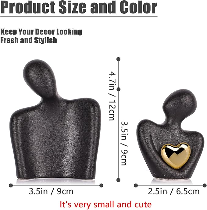 Mini Couple Statue Tv Stand Decor Items for Living Room,Bedroom Decor for Couples Sculpture Knick Knacks for Shelves,Gold Gifts for Valentine Anniversary Birthday,4.72in Show Pieces for Home Decor-Ruum Studio Home