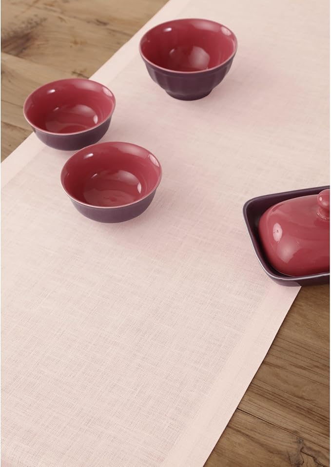 Solino Home Linen Pink Table Runner 120 Inches Long - 100% Pure Linen 14 x 120 Inch Table Runner for Halloween - Fete-Ruum Studio Home