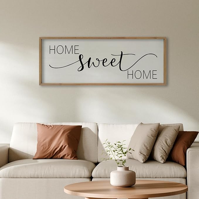 SRSZHIYUE Home Sweet Home Sign 40"x15" for Farmhouse Rustic Large Family Living Room Over Couch Modern Horizontal Wall Decor, Wood Framed Plaques Art Decorative (Wood)-Ruum Studio Home