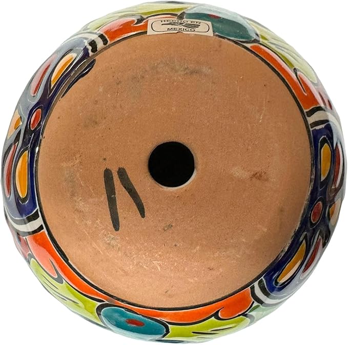 Talavera Michoacana Planter Pot Multicolor Folk Art Mexican Pottery Hand Painted Outdoor Indoor Home Decor Handmade 8" (Multi 2)-Ruum Studio Home