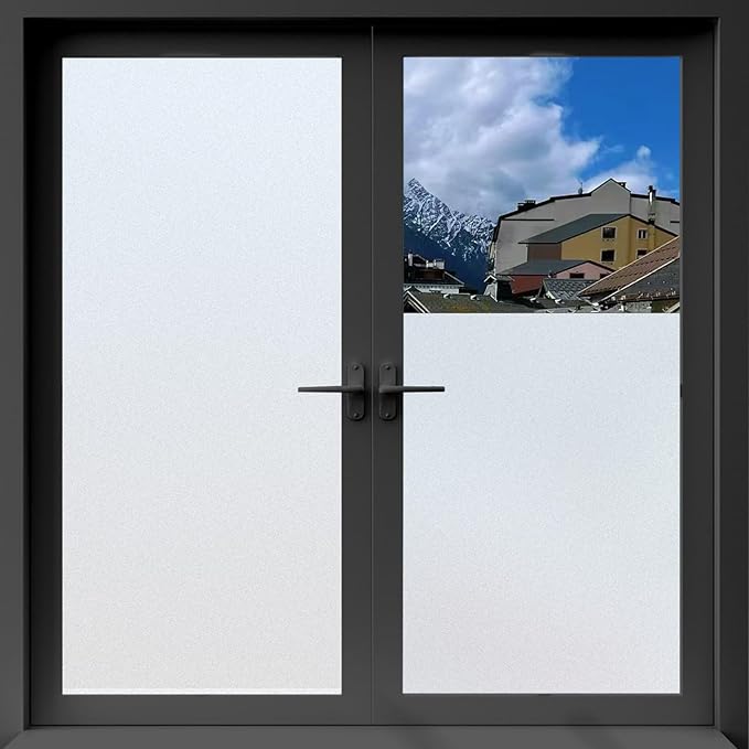 Window Privacy Film with Installation Tools, White Frosted, Static Cling, Anti UV, Heat Control, Ideal for Home Shower Office Glass Door (White Frosted, 23.6X78.7Inch)