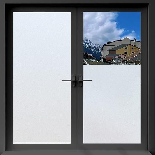 Window Privacy Film with Installation Tools, White Frosted, Static Cling, Anti UV, Heat Control, Ideal for Home Shower Office Glass Door (White Frosted, 23.6X78.7Inch)