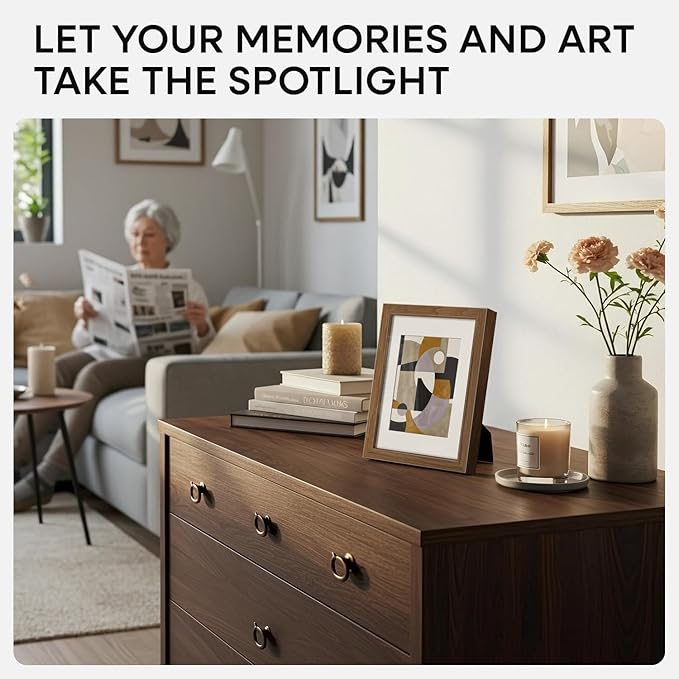 Homeforia 5x7 Picture Frame Wood, High End Natural Oak 5x7 Light Wooden Frames with Mat 4x6 for Photo, 5 x 7 Frame Matted to 4 x 6 Print, 7x5 Wall or Tabletop Frame, Tempered Glass, Wall Kit, Set of 1-Ruum Studio Home