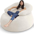 HABUTWAY Bean Bag Chair with U-Shaped Pillow for Adult and Kids Big BeanBag Chair with Filling Ultra Soft Faux Fur Couch Chair with Washable Cover for Living Room Bedroom Office, Beige & Beige-Ruum Studio Home