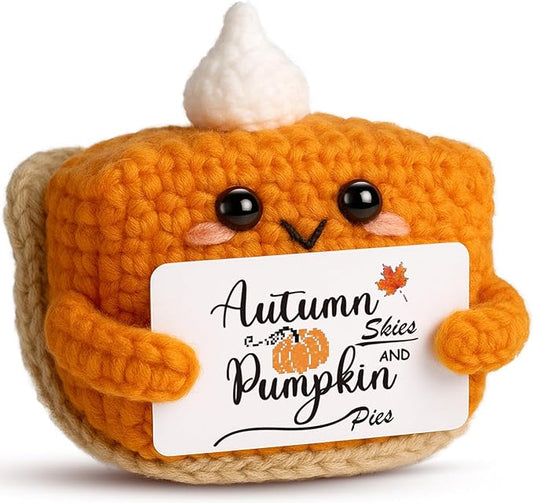 Fall Decor Mini Pumpkin Pie Crochet Doll, Small Autumn Season Holiday Pumpkin Items Plush Gift, Cute Halloween Thanksgiving Home Office Indoor Table Decoration, Christmas Stocking Stuffer Ornament-Ruum Studio Home