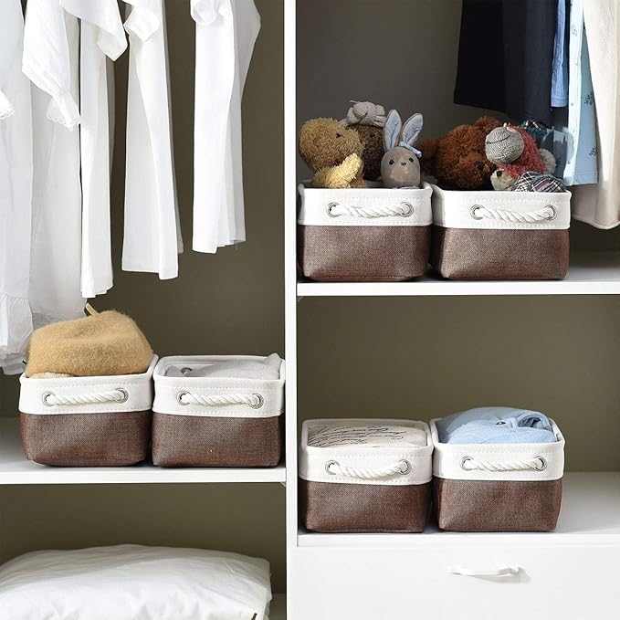Small Storage Baskets for Shelves,Fabric Storage Baskets for Closet,Rectangular Collapsible Baskets for organizing Clothes,Books,Gifts-Ruum Studio Home