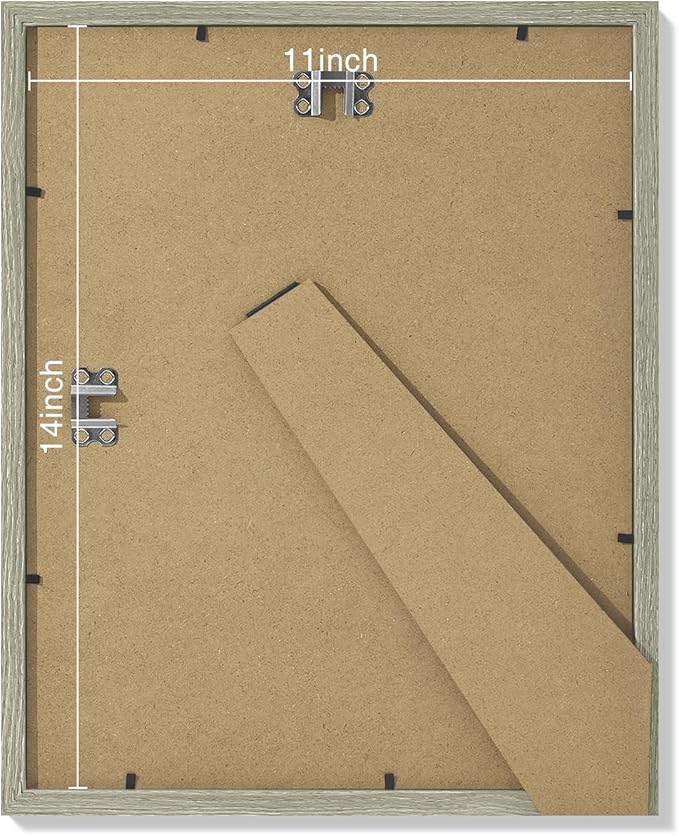 Vittanly 11x14 Picture Frames Set of 9, Shatter Resistant Plexiglass, Display 8x10 Pictures with Mat or 11x14 without Mat, Photo Frames for Wall or Tabletop, Engineered Wood, Driftwood-Ruum Studio Home