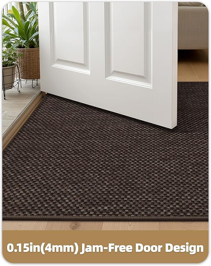 Color&Geometry Door Mat 17"x29", Front Door Mat Indoor Rugs for Entryway, Non Slip Washable Low-Profile Inside Doormat, Entry Mat Entry Rug Door Mats Indoor Entrance, Brown (Rolled-up NO Creases)-Ruum Studio Home