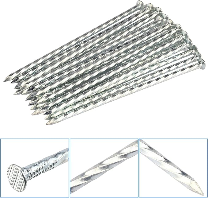 60 PCS 8 Inch Spiral Metal Galvanized Landscape Spikes, Galvanized Non-Rust Metal Garden Stakes, Garden Nails for Artificial Turf, Weed Barrier, Tent, Carpentry and More, by GENHAKON.-Ruum Studio Home
