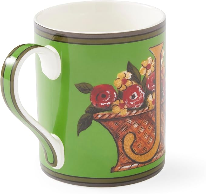 Spode Kit Kemp Alphabet Mug - Letter J Monogram in Fine China, 12oz Ceramic Coffee Cup for Hot Drinks, Personalized Drinkware for Unique Gifts, Dishwasher Safe Tea or Coffee Mug - Gift Box Included-Ruum Studio Home