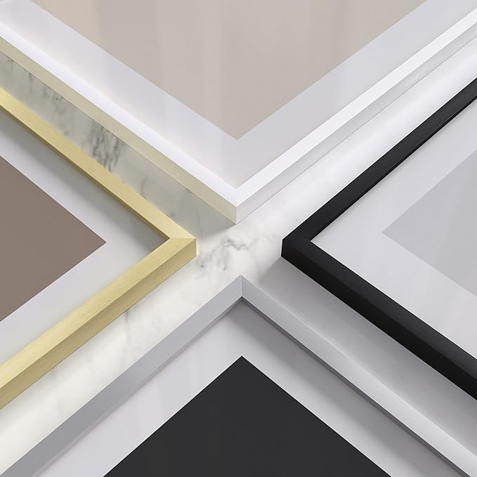 HAUS AND HUES 10x10 White Metal Picture Frames Matted to 5x5 - Features Premium Aluminum & Hanging Hardware, Shatterproof Plexiglass - Ideal for Home, Room, Office (10x10 in, White, Set of 3)-Ruum Studio Home