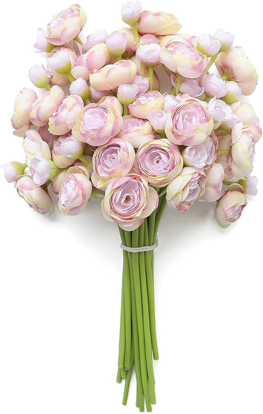 Floroom Ranunculus Artificial Flowers 18 Pcs Lilac Faux Silk Mini Ranunculus Bulk Fake Wedding Filler Flowers for DIY Bouquets, Centerpieces, Bridal Shower Decorations & Arrangements-Ruum Studio Home