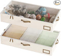 Under Bed Storage Containers, 2-Pack Underbed Storage Box, Collapsible Clothes Storage Bins with Handles and Lid, Medium Under Bed Organizers for Shoe, Blanket, Toy, Pillow, Sheet, Beige-Ruum Studio Home