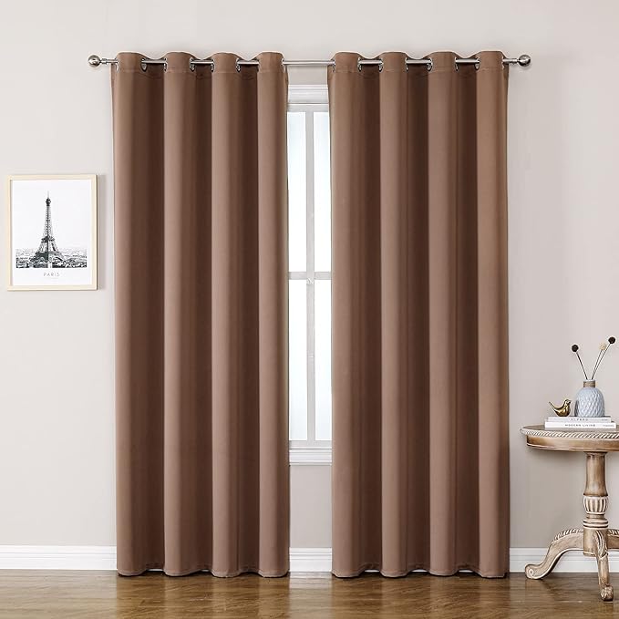 ChrisDowa Room Darkening Curtains 102 Inches Long 2 Panels Set for Living Room, Grommet Thermal Insulated Blackout Curtains for Bedroom (Cappuccino, 52 x 102 Inch)-Ruum Studio Home