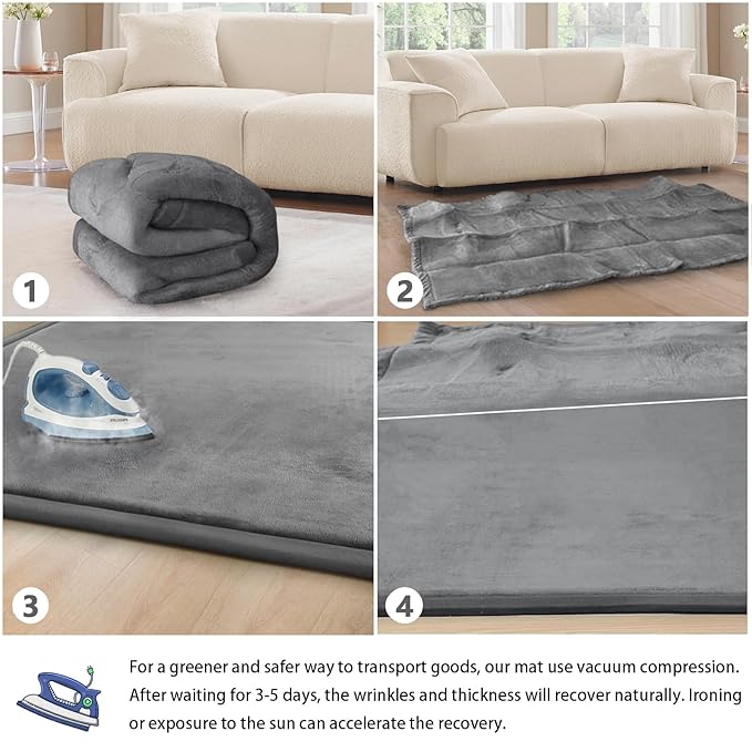 Baby Play Mat 1.2" Thick Memory Foam Nursery Rug Area Rug, 4’11” X 3’28” Yoga Mat Playmat Crawling Mat for Baby,Toddlers, Infants, Kids,Floor Mat Tatami Mat for Living Room with Non-Slip(Grey)-Ruum Studio Home