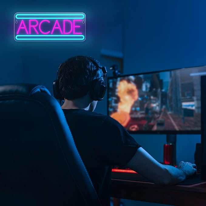 Arcade Neon Sign Arcade Neon Light for Wall Decor USB Powered Dimmable Arcade LED Neon Lights Sign for Game Room for Game Room Recreation Living Room Birthday Gift Man Cave Bedroom Decor-Ruum Studio Home