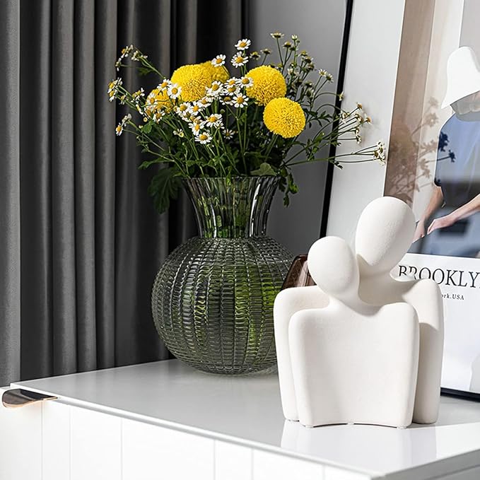 Hugging Couple Statues Ceramic Lover Figurine Characters Coffee Table Decor (White)-Ruum Studio Home