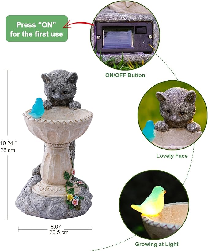 Cat Statues for Bird Bath: Outdoor Sculptures for Garden Lawn Patio Yard Balcony Porch - Unique Gifts for Mother Grandma Women-Ruum Studio Home
