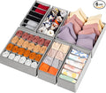 6 Pack Sock Underwear Drawer Organizer Dividers, 58 Cell Foldable Fabric Dresser Closet Organizers and Storage Bins for Clothing, Baby Clothes, Bra, Panty, Scarf, Ties (Grey)-Ruum Studio Home