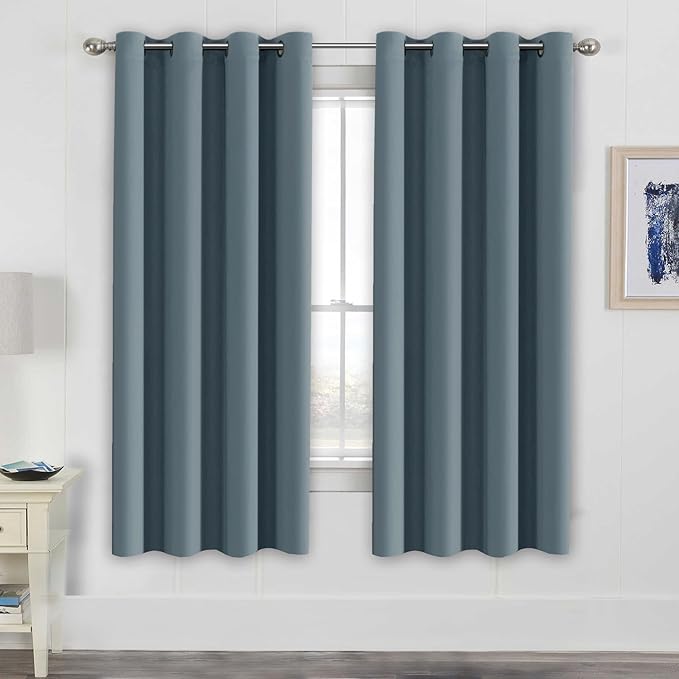 H.VERSAILTEX Elegant Thermal Insulated Blackout Curtains - Nickel Grommet Window Drapes for Living Room/Bedroom - Stone Blue - 52" W x 72" L - (Set of 2 Panels)-Ruum Studio Home