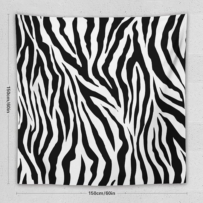 HZOHNAGO Zebra Print Tapestry Nature Wild Animals Black and White Stripe Printed Wall Tapestry Painting Wall Hanging for Bedroom Living Room Dorm 60" W x 60" H-Ruum Studio Home