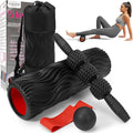 5-in-1 Foam Roller Set, Massage Roller Stick, Massage Ball, Resistance Band for Deep Muscle Massage, Trigger Point Release, Pilates, Yoga (Black-Wave)-Ruum Studio Home