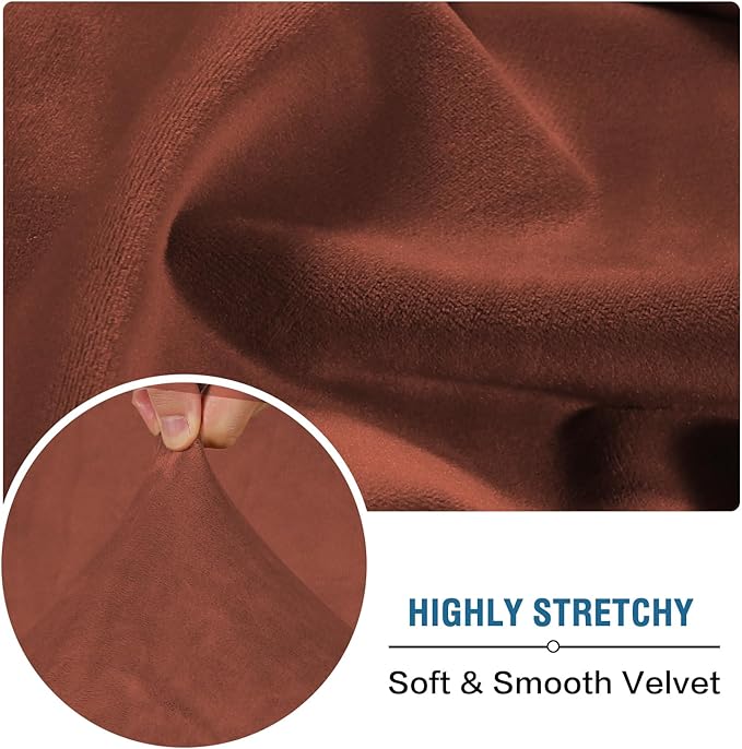 H.VERSAILTEX Velvet Stretch Couch Cushion Cover Plush Cushion Slipcover for Chair Loveseat Sofa Cushion Furniture Protector Seat Cushion Sofa Cover (3 Piece Sofa Cushion Covers, Rust)-Ruum Studio Home