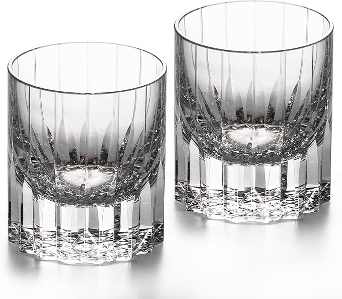 KAMMAK Crystal Whiskey Glasses Set of 2, 7.27oz Old Fashioned Glasses Stemless, Hand Blown White Cocktail Glasses, Engagement Gifts for Couples, Women, Men-Ruum Studio Home