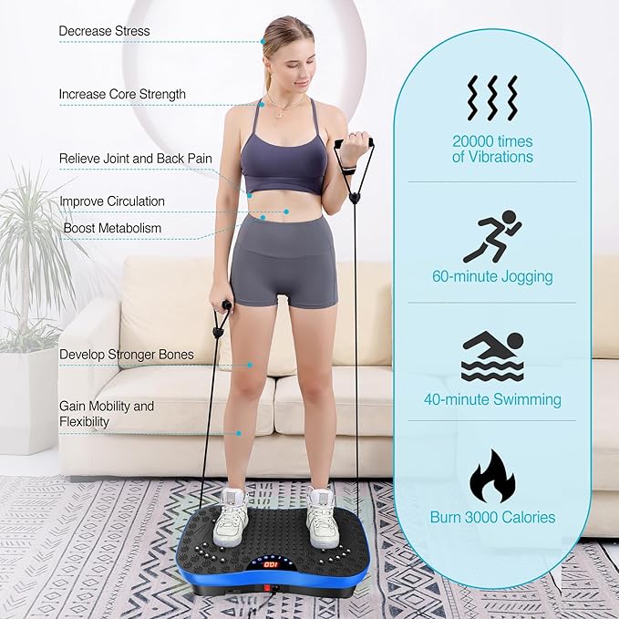 AXV Vibration Plate Exercise Machine Whole Body Workout Portable Mini Vibrate Fitness Platform Lymphatic Drainage Machine for Weight Loss Shaping Toning Wellness Home Gyms Workout (Mini)-Ruum Studio Home