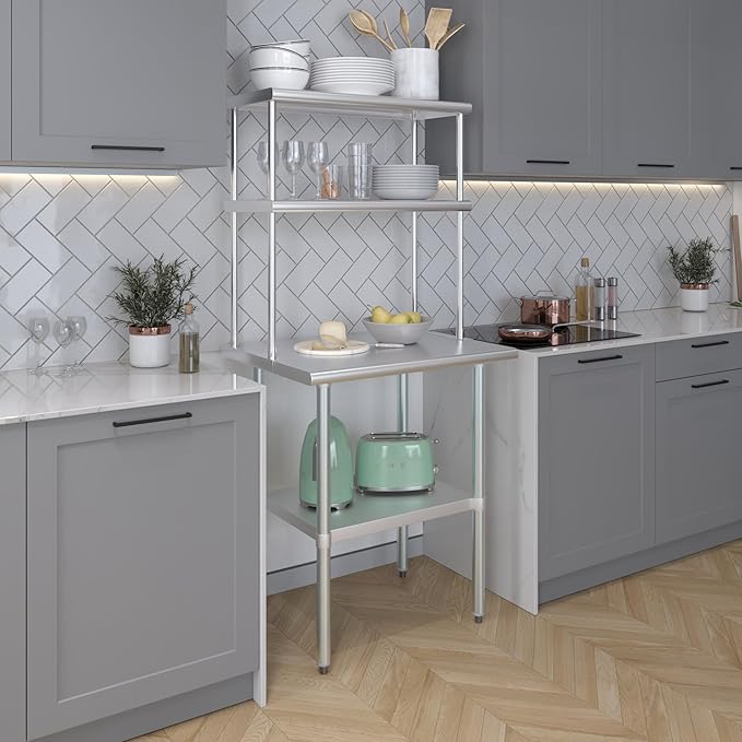 AmGood Double OverShelf Stainless Steel NSF - Many (30" Long x 14" Deep)-Ruum Studio Home