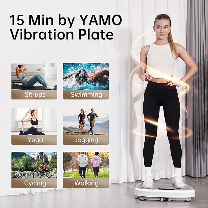 YAMO Vibration Plate Exercise Machine, Vibrating Plate for Lymphatic Drainage & Weight Loss, 350lbs Capacity Whole Body Shaking Workout Fitness Platform-Ruum Studio Home