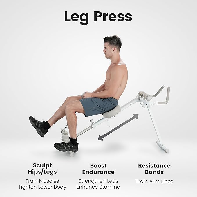 WONDER CORE Pro Max, Ab Machine for Stomach Workout, Ab Workout Equipment for Home Gym, Ab Trainer, 4-in-1 Exercise Equipment: Rowing Machine, Leg Press Machine, Ab Glider Machine, Roman Chair-Ruum Studio Home