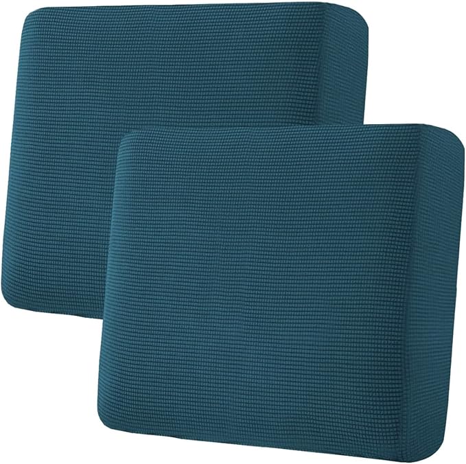H.VERSAILTEX Super Stretch Individual Seat Covers - Sofa & Couch Cushion Slipcover Sets (Thick Jacquard Textured Twill Fabric, Deep Teal) - 2 Piece Large-Ruum Studio Home