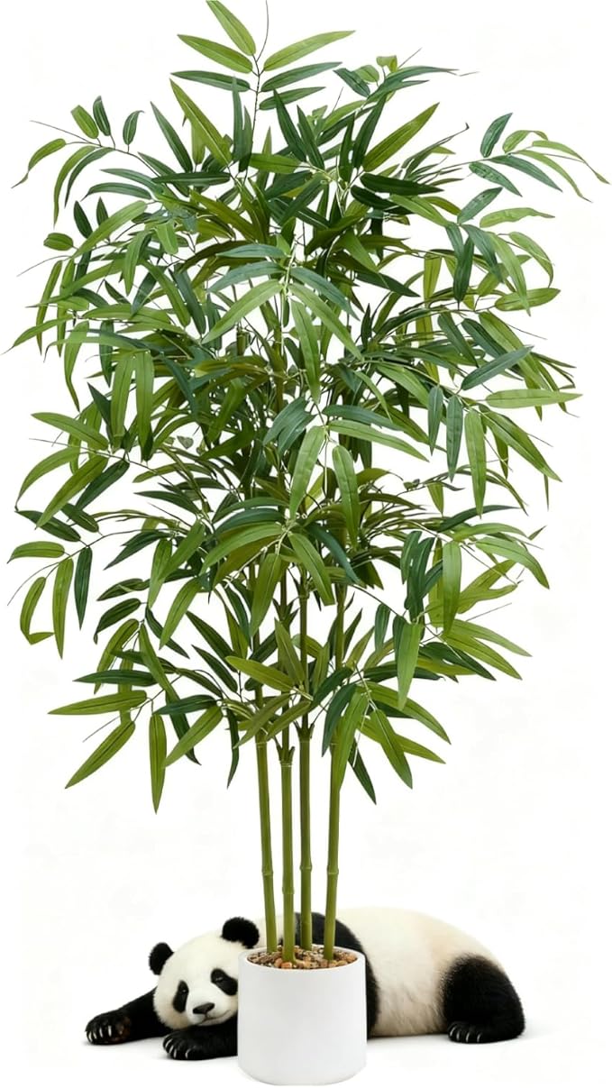 Artificial Bamboo Tree 5FT Tall Fake Plants Faux Silk Plant, Faux Bamboo Plant for Home Office Indoor Outdoor Decor Artificial Trees with Tall Planter-Ruum Studio Home