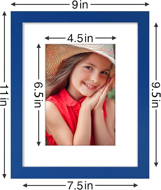 Vittanly 8x10 Picture Frame Set of 9 - Display 5x7 Photos with Mat or 8x10 Without Mat, Wall Mount & Tabletop Frames for Home Decor, Horizontal or Vertical (Blue)-Ruum Studio Home