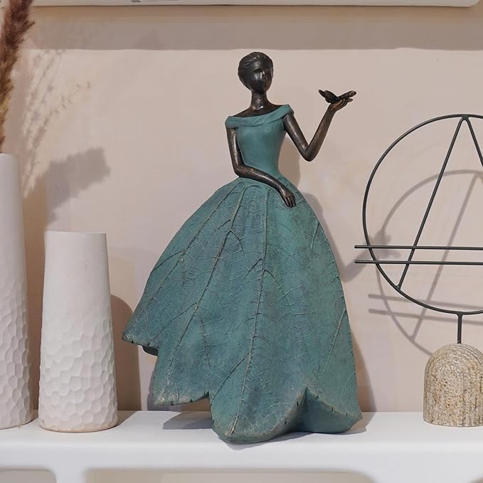 Guichifun Fairy Statue Collection Home Decoration - Leaf Angel Girls with Dragonfly Resin Home Decor for Outside or Inside Rustic Garden Outdoor Yard Decorations Figurines Gift 7.4 x 5.25 x 12 Inch-Ruum Studio Home