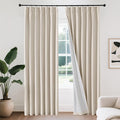 Joydeco Pinch Pleated Linen Curtains Darkening Drapes for Bedroom, 100% Blackout Drapes 96 inches Long 2 Panels Heat Blocking Curtains(Ecru,40'' Wx96'' L)-Ruum Studio Home