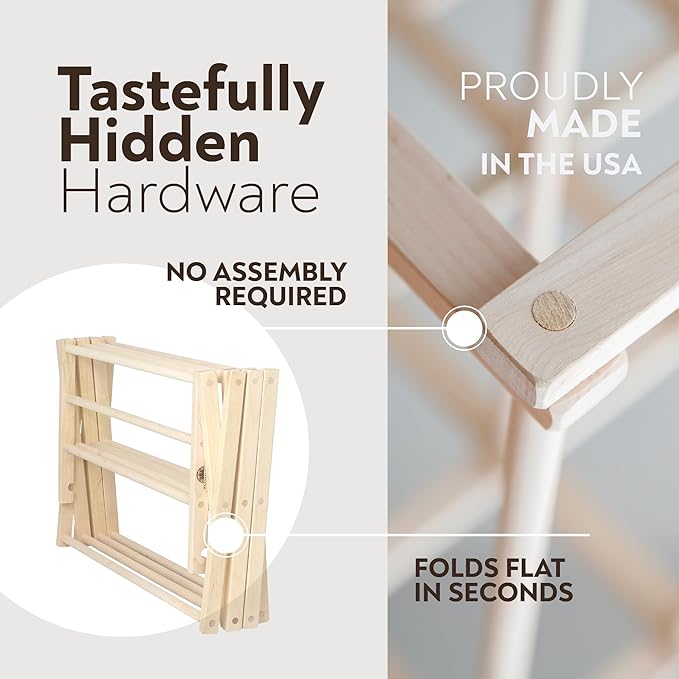 Pennsylvania Woodworks Premium American Maple Clothes Drying Rack - Handcrafted in Pennsylvania - Solid Wood Construction, Collapsible, Eco-Friendly Laundry Solution (Medium)-Ruum Studio Home