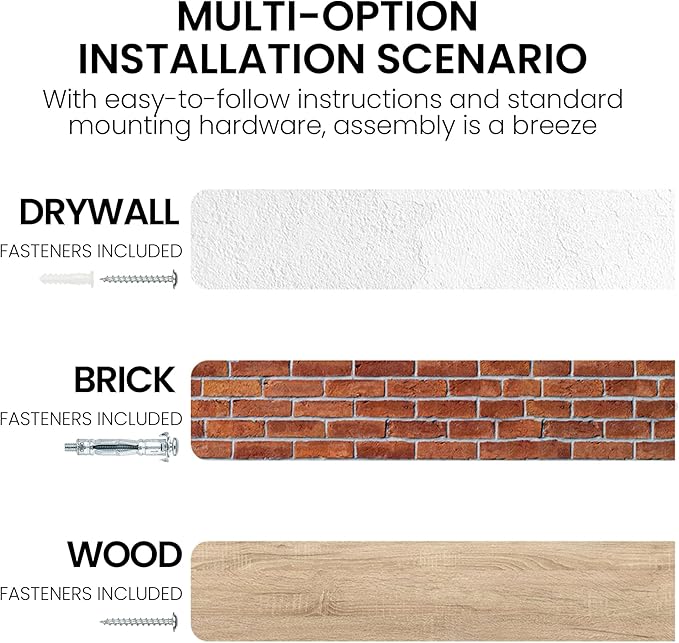 Floating Shelves for Wall, 55"x9.3" Rustic Solid Live-Edge Elm Wood Wall Shelves, Heavy-Duty Floating Shelves with Invisible Brackets, Set of 2 for Living Room, Bedroom, and Kitchen, Walnut Finish-Ruum Studio Home