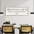 Bless the Food Before Us Sign Wall Decor 40"X15" Large Farmhouse Dining Room Wall Decor Framed Wood Rustic Home Wall Art Kitchen Decoration (White)-Ruum Studio Home