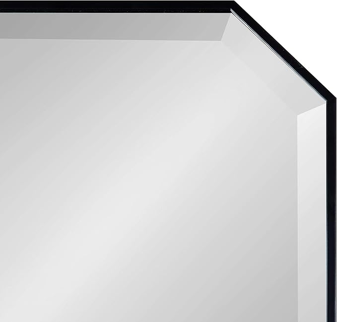 Kate and Laurel Rhodes Modern Full Length Octagon Wall Mirror, 16 x 48, Black, Decorative Glam Geometric Wall Accent-Ruum Studio Home