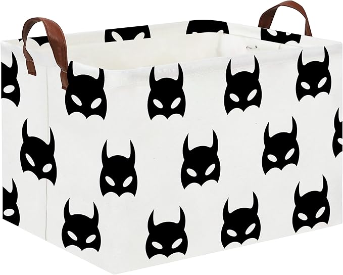 HIYAGON Batman Basket Kids Storage Basket Cute Basket Empty Toy Storage Bin Organizer Box Rectangular Room Decor for Home Books(Black bats)-Ruum Studio Home