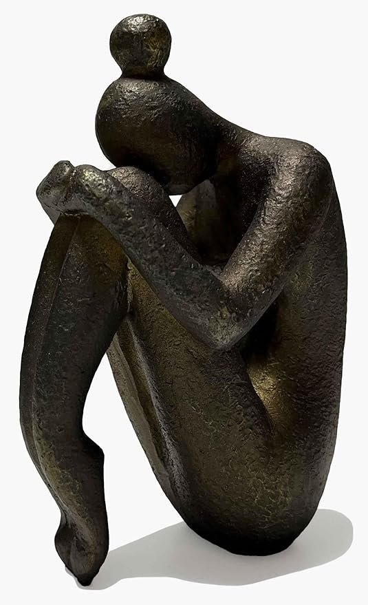 Unique Decorative Girl Thinker Bookends, Book Stopper Holder Nonskid, Book Ends for Shelves Living Room Office Home Decor, Resin, 1Pair/2Piece 6.5''-Ruum Studio Home