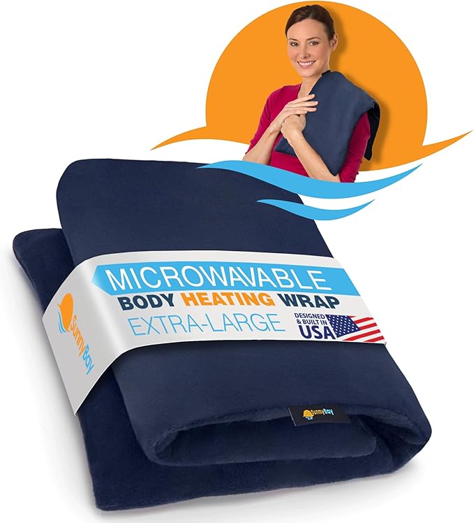 SunnyBay Extra Large Microwave Heating Pad, Microwavable Heavy Weighted Full Body Moist Hot or Cold Pack and Washable Fleece Cover, 10x24 Inches, FSA HSA Eligible, 2.8 lbs, Made in USA, Navy Blue-Ruum Studio Home