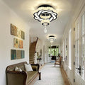 Flashing God 16 Inch Mini Chandelier Modern Crystal Chandeliers Light Semi Flush Mount Ceiling Light Fixture Small Black Chandelier for Bedroom Hallway Kitchen Foyer-Ruum Studio Home