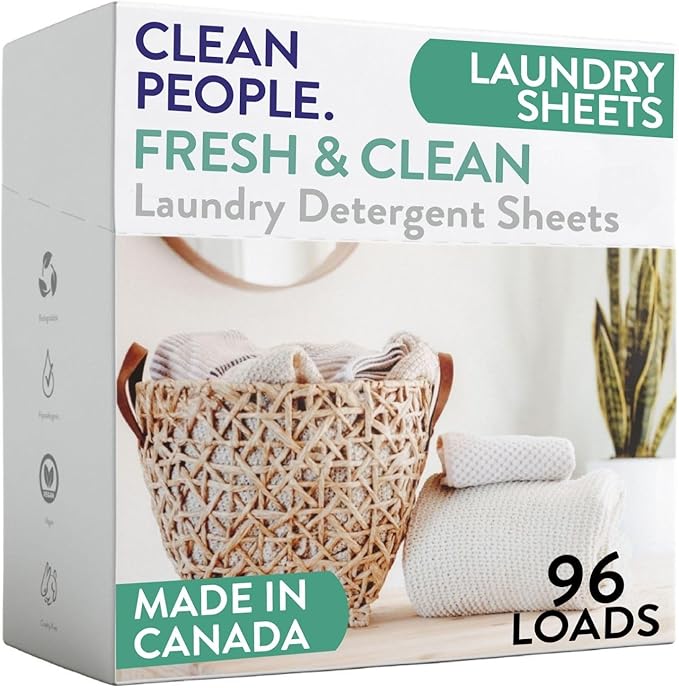 The Clean People Laundry Detergent Sheets - Laundry Soap - Ultra Concentrated, Recyclable Packaging, Stain Fighting - Fresh Scent, 96 Pack-Ruum Studio Home