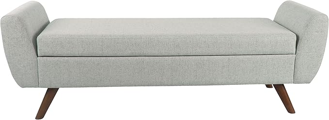 HomePop Modern Storage Bench with Wood Legs Home Décor|Bench with Storage for Living Room & Bedroom - Light Gray Woven-Ruum Studio Home